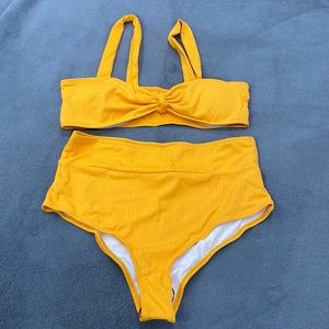 SHEIN Rib High Waist Bikini Swimsuit